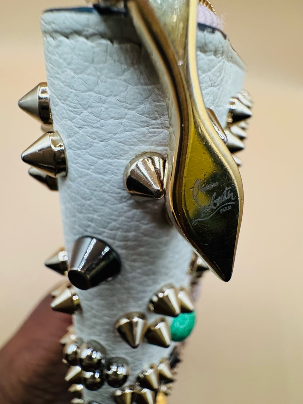 Christian Louboutin White Studded Zip Wallet with Multicolor Accents - Picture 12 of 14